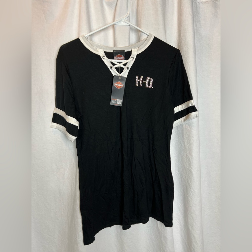 Women’s Harley Davidson brand new Sz Large Black with rhinestone writing